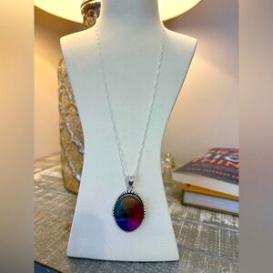 Beautiful Rainbow Druzy Pendant Necklace ✨